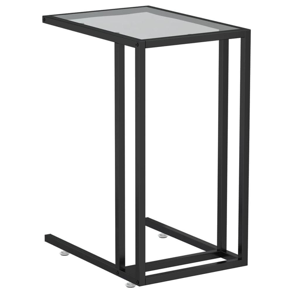 Vidaxl Počítačový bočný stolík čierny mramor 50x35x65 cm tvrdené sklo